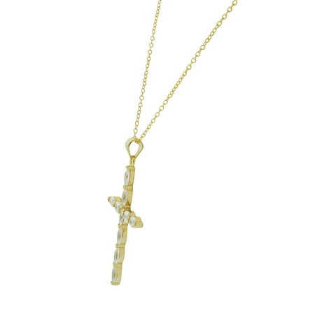 18 925 Sterling Silver Oval CZ Cross Religious Pendant Necklace 18 925 Sterling Silver Oval CZ Cross Religious Pendant Necklace